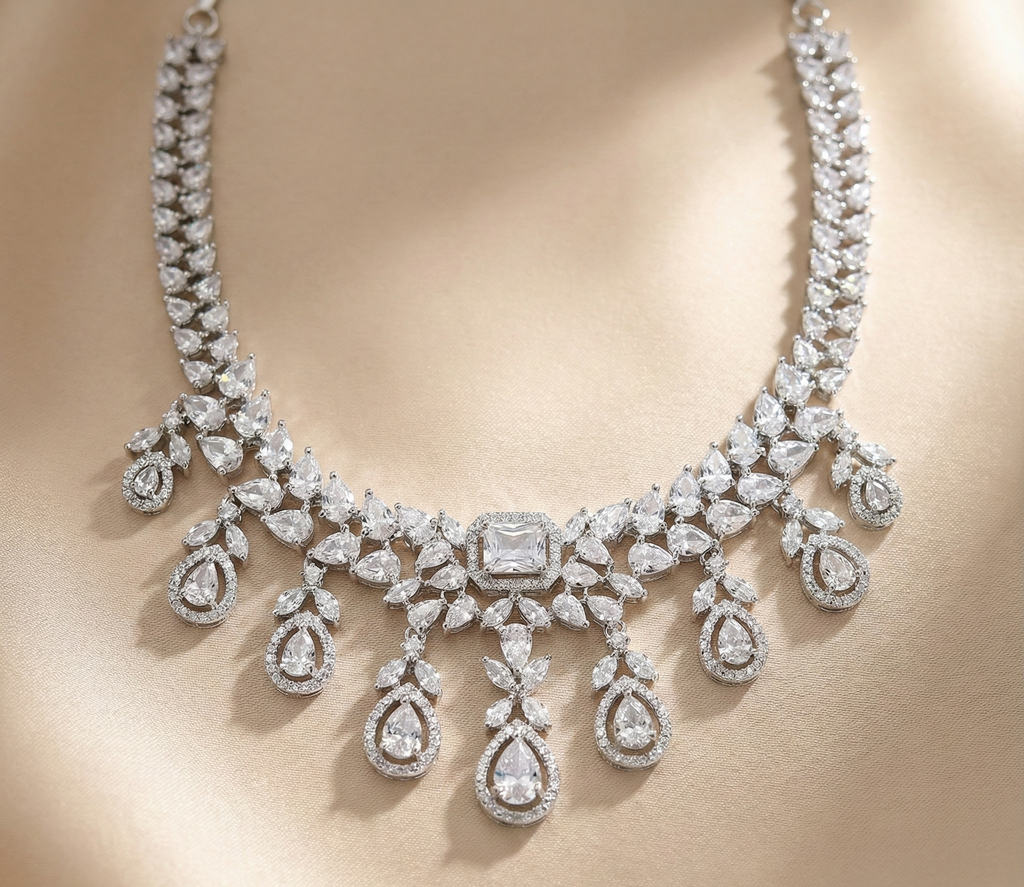 Crystal Teardrop Statement Set