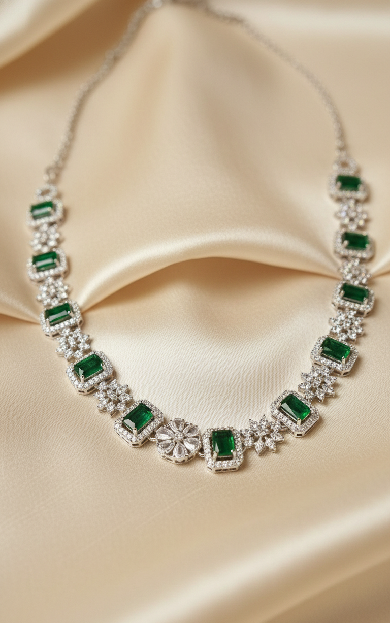 Emerald Crystal Floral Set