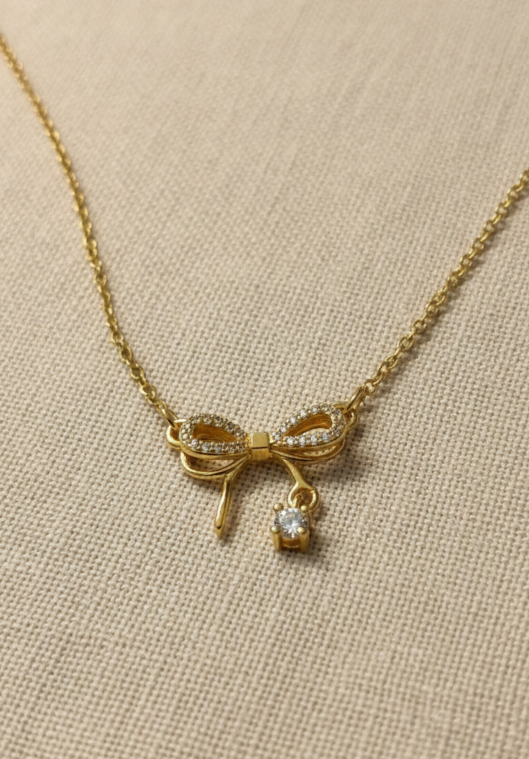 Crystal Bow Pendant Necklace