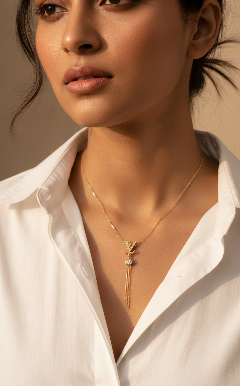 Crystal Tassel Pendant Necklace