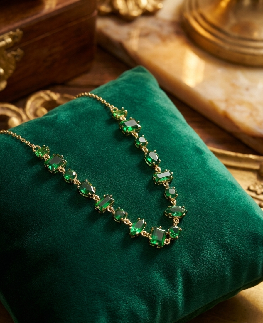 Emerald Gem Charm Necklace