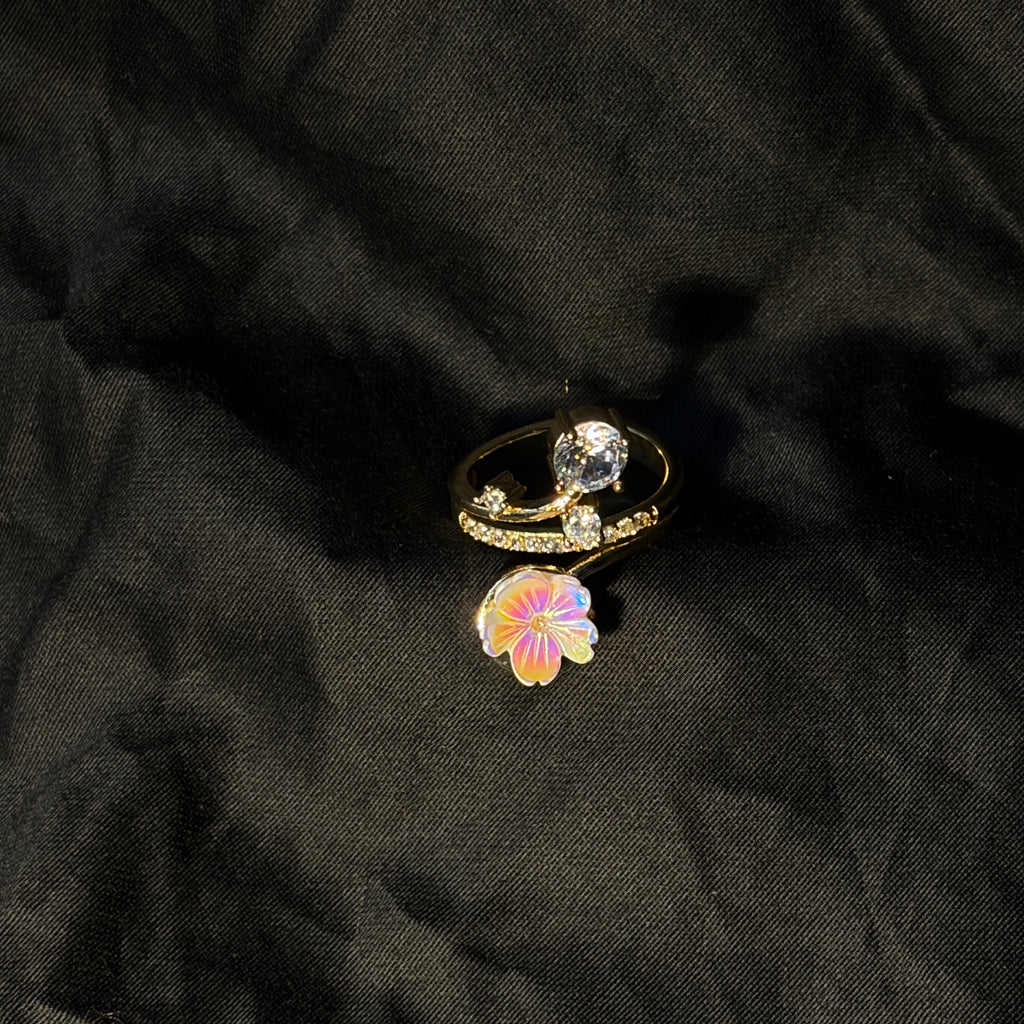 Floral Stone Adjustable Ring