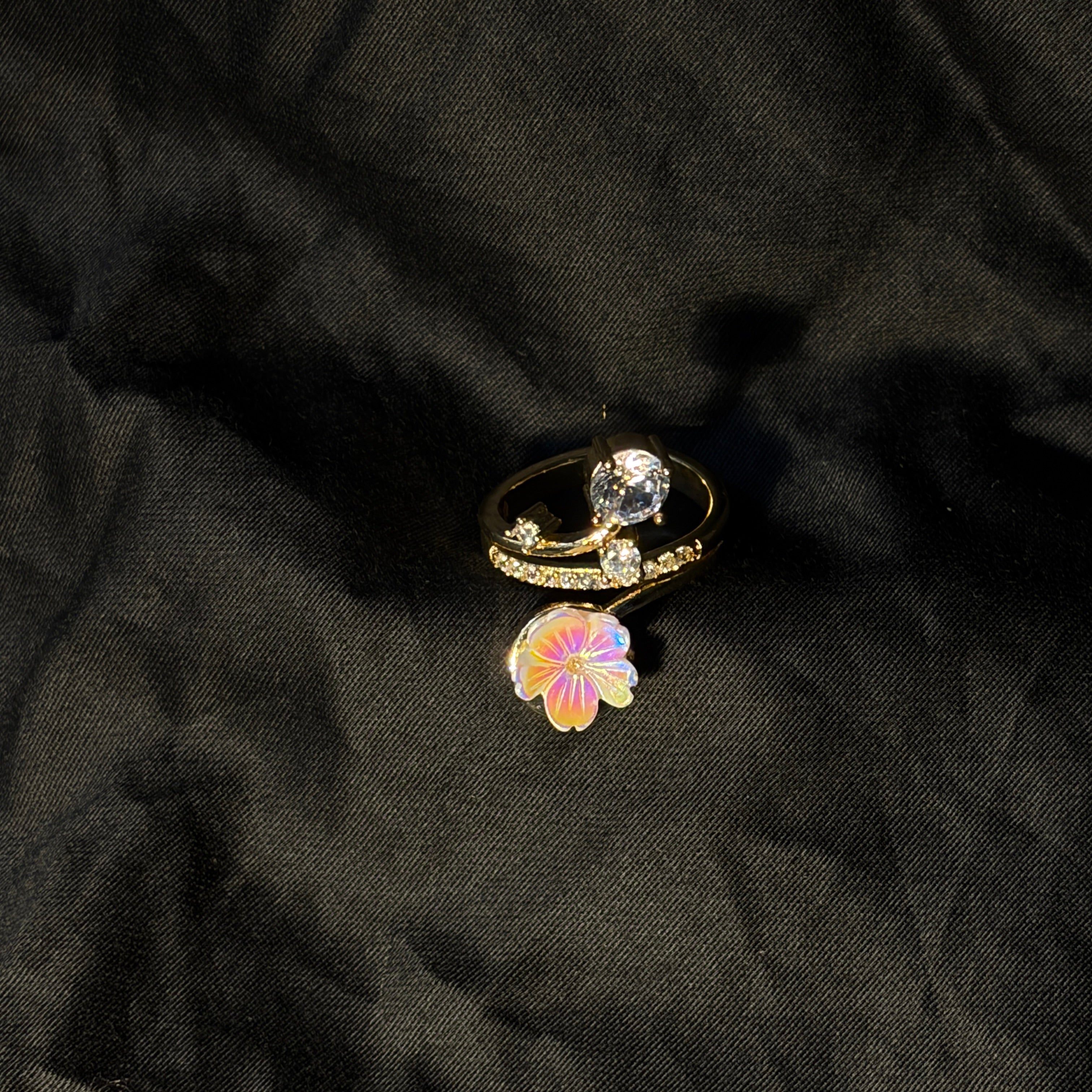 Floral Stone Adjustable Ring