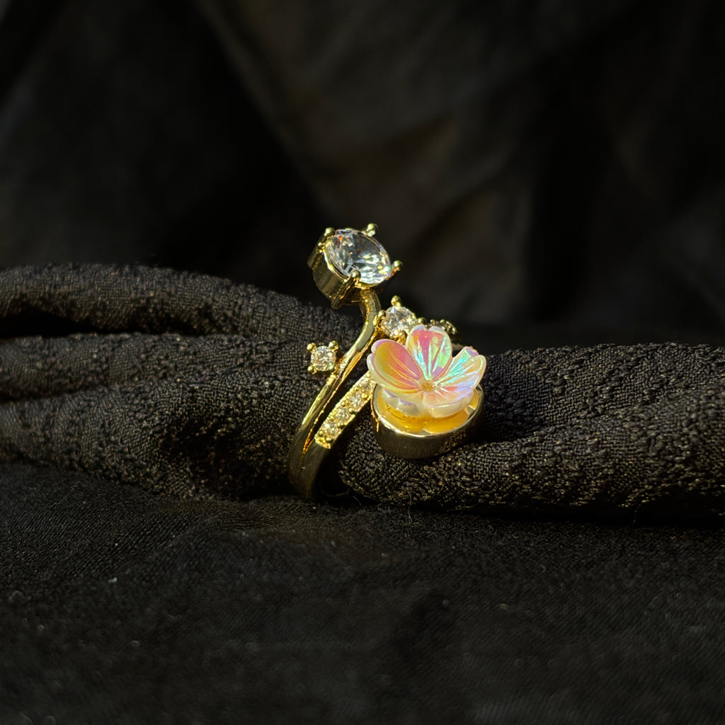 Floral Stone Adjustable Ring