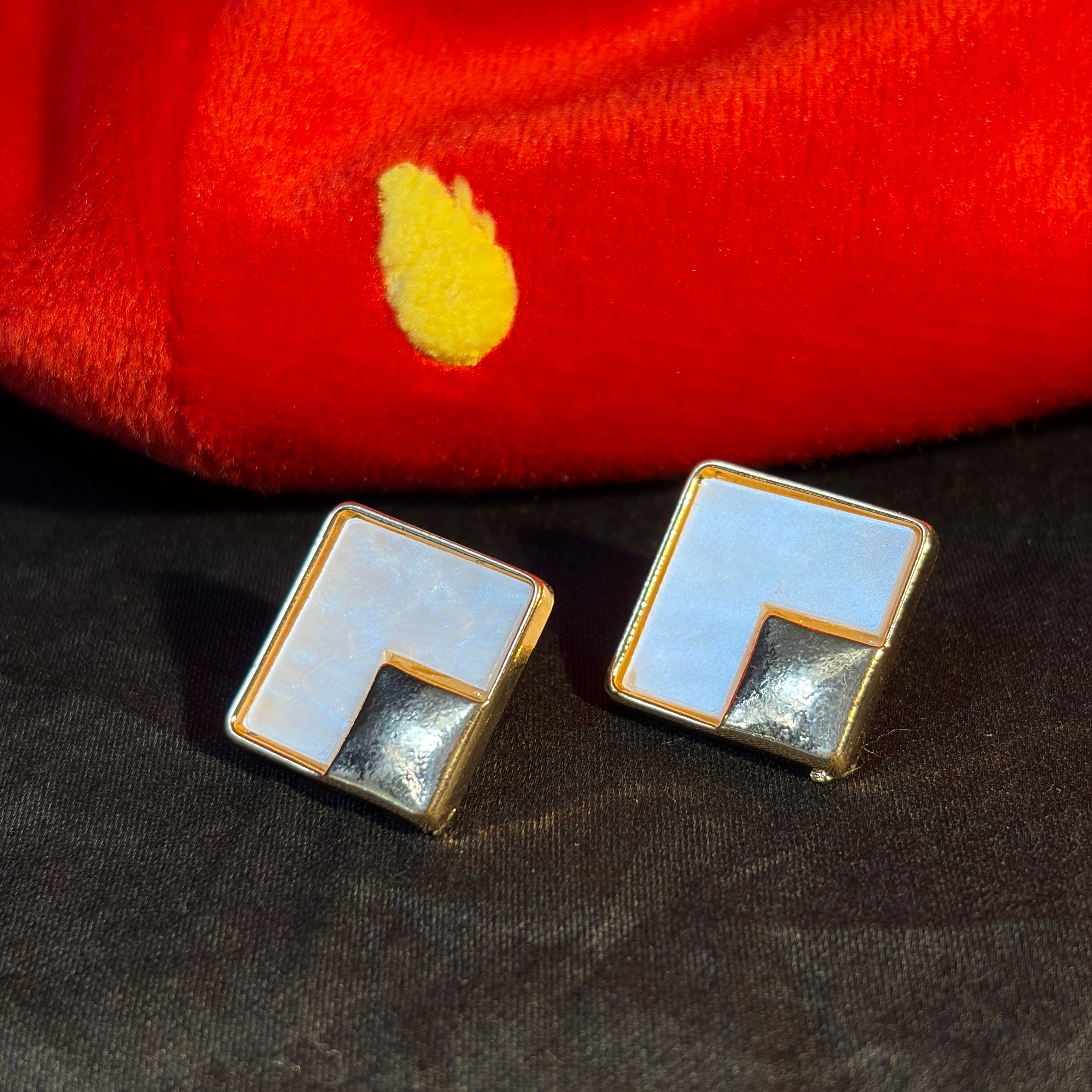 Dual-Tone Stud Earrings