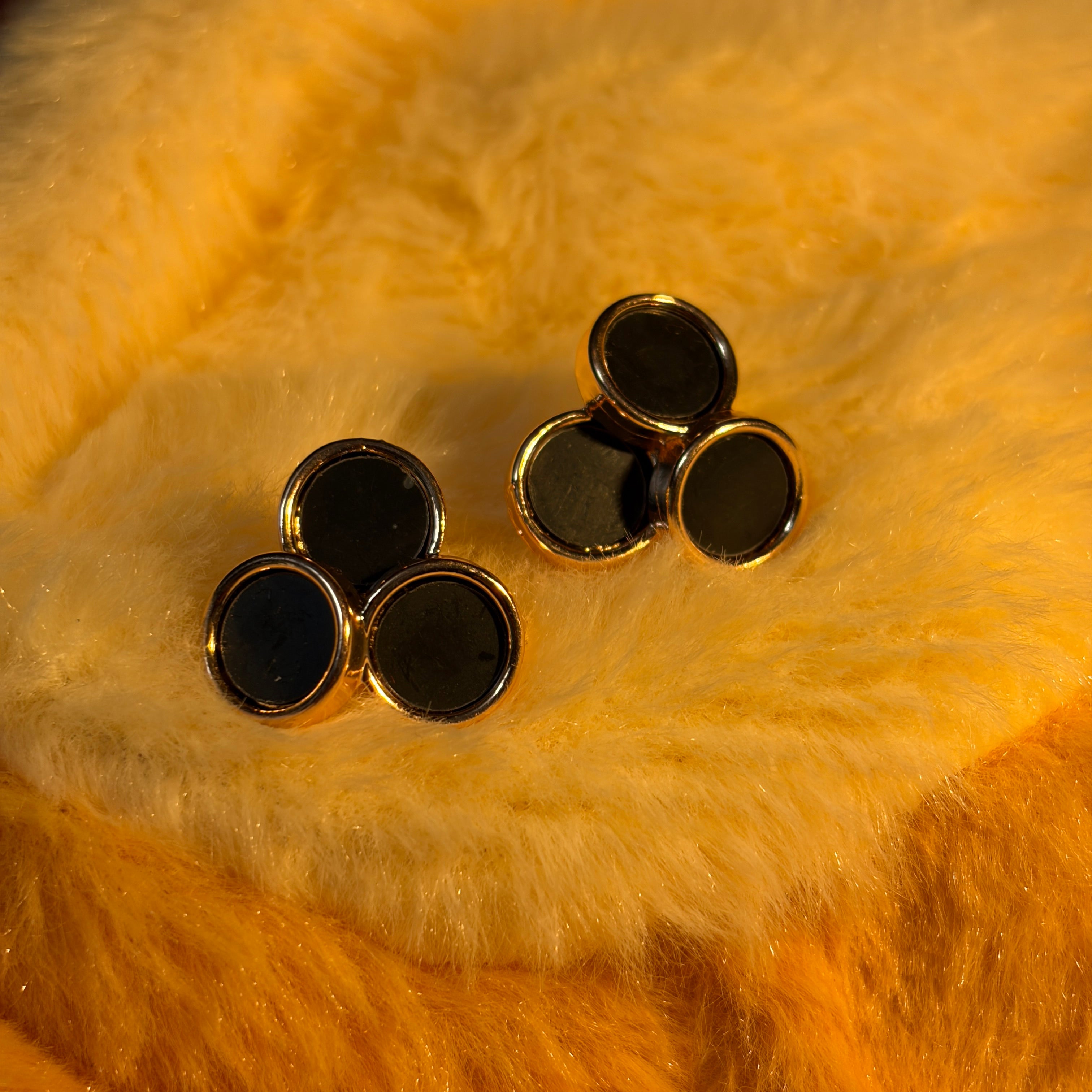 Triple Disc Glossy Stud Earrings