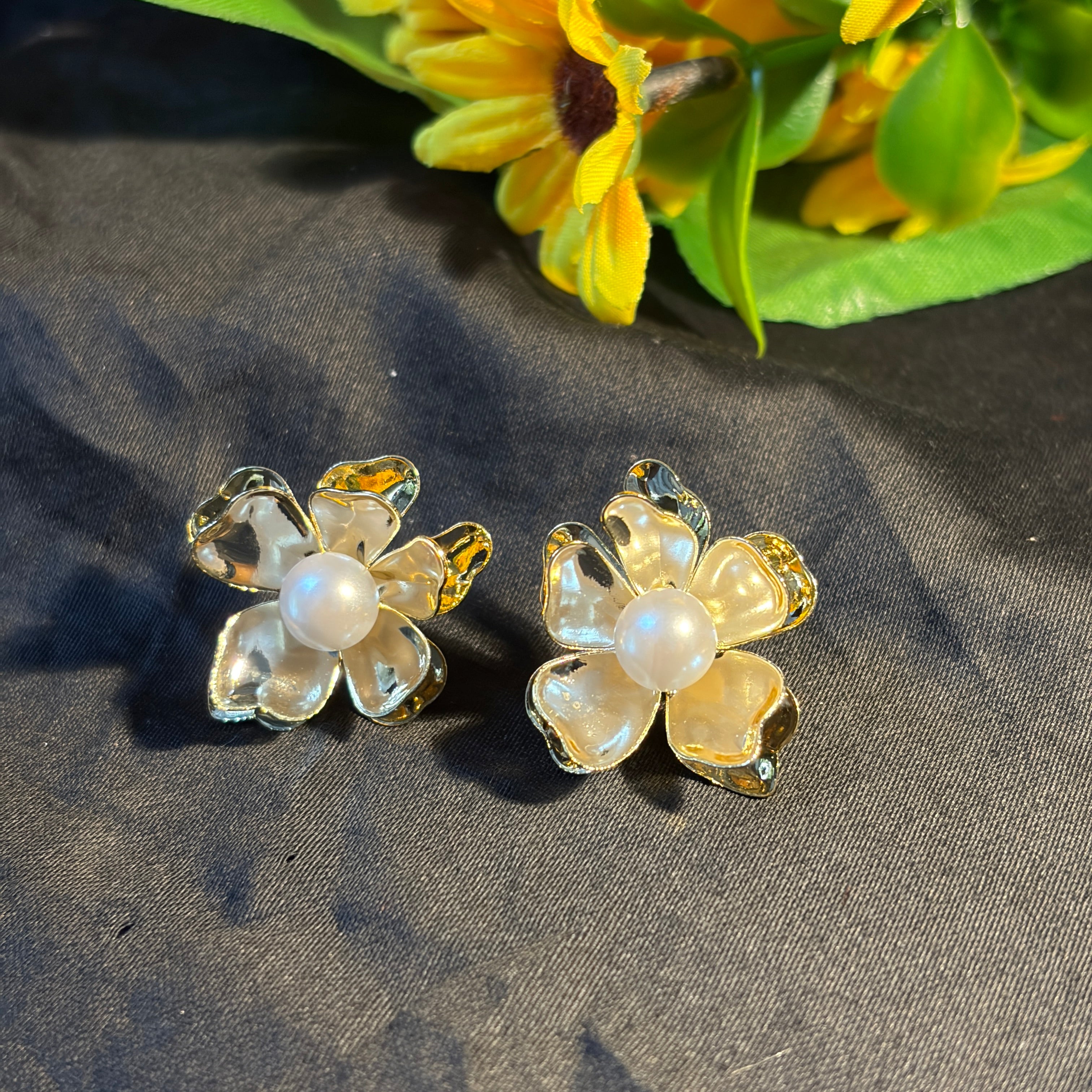 Pearl Blossom Stud Earrings