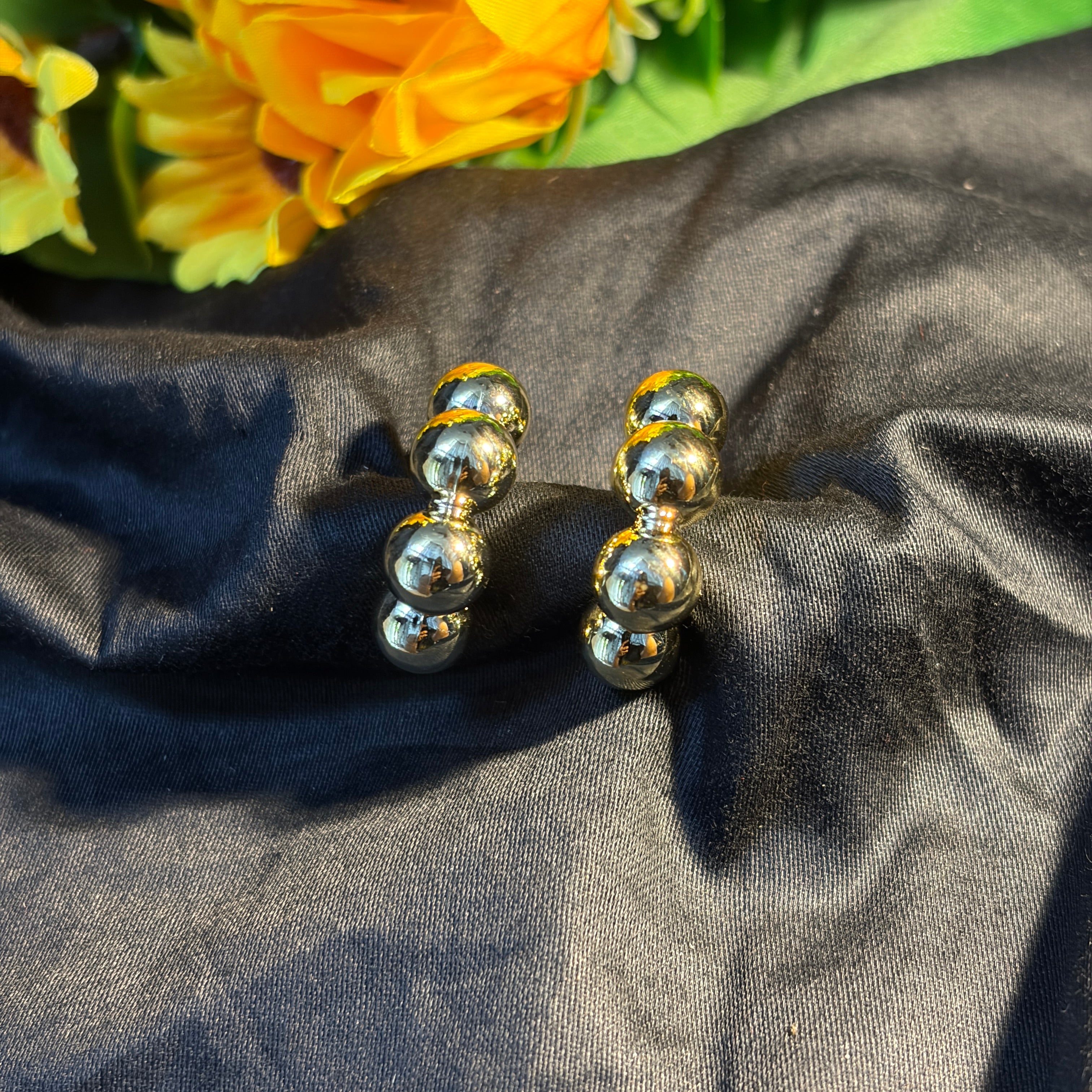 Triple Sphere Hoop Earrings