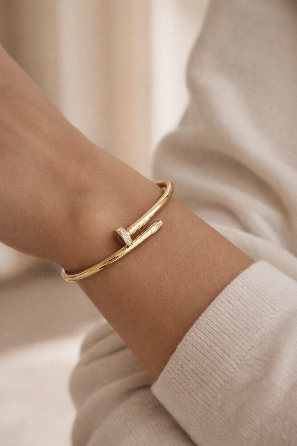 Crystal Nail Gold Bracelet