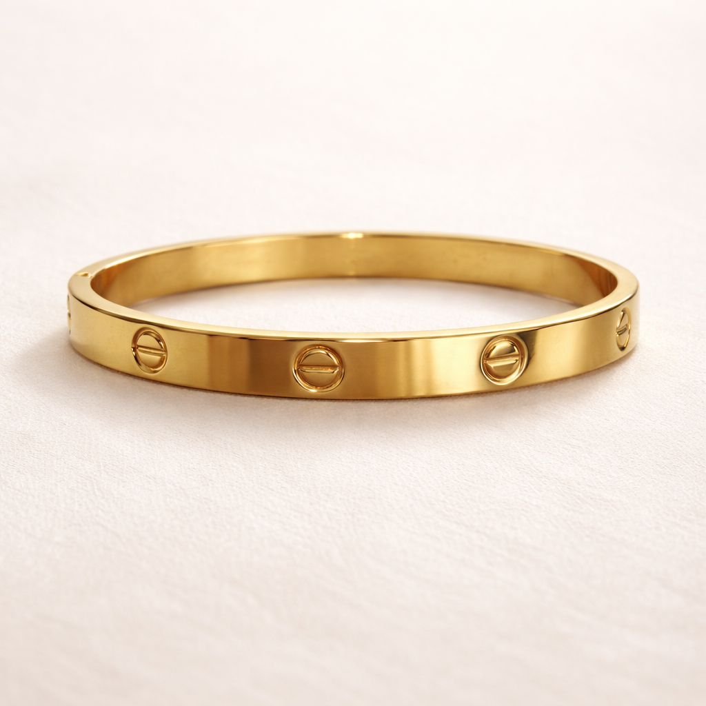 Screw Detail Gold Bangle