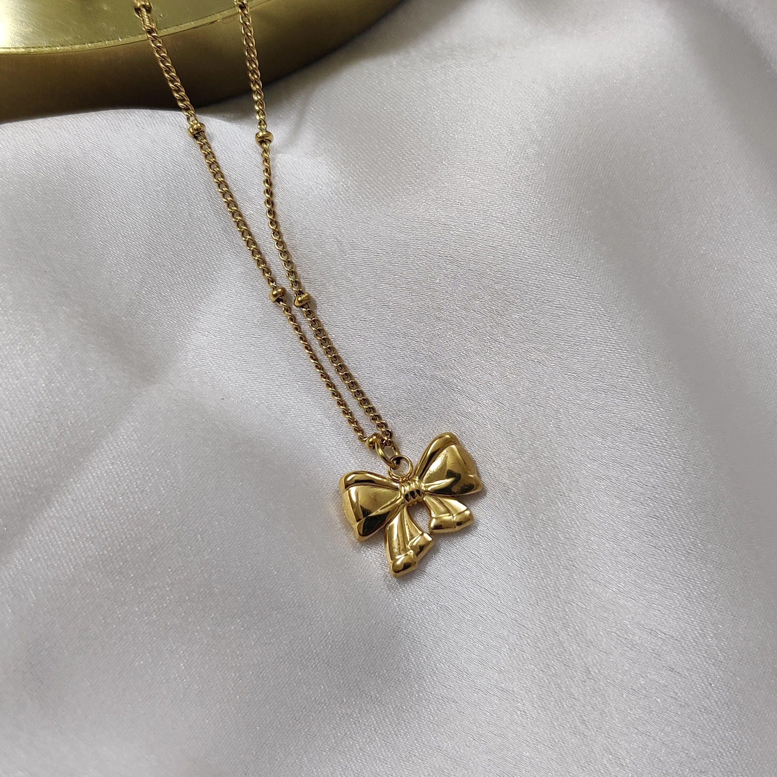 Shiny Elegant Bow Necklace