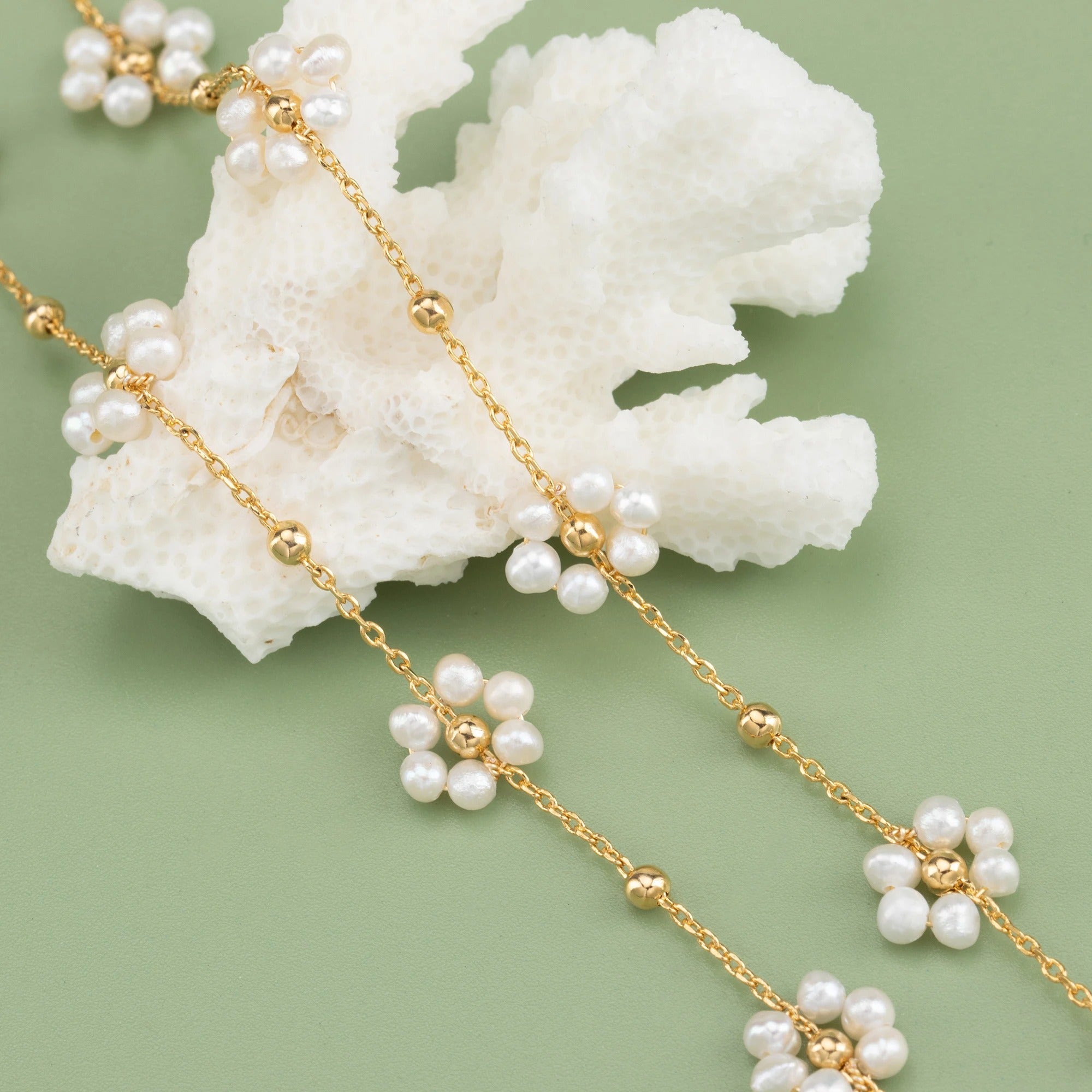 Pearl Flower Chain Necklace